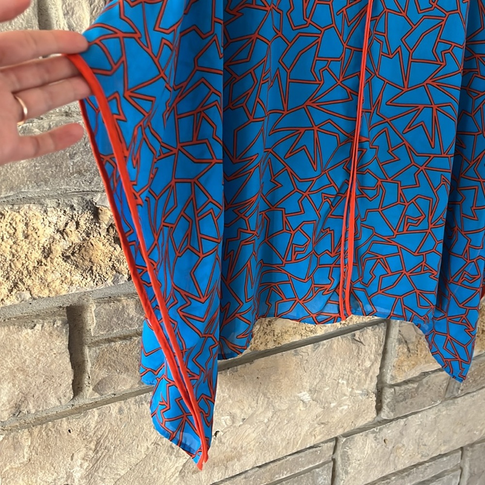 Miss Tina by Tina Knowles Blue & Orange Bat Wing Top Size XL - Picture 6 of 11